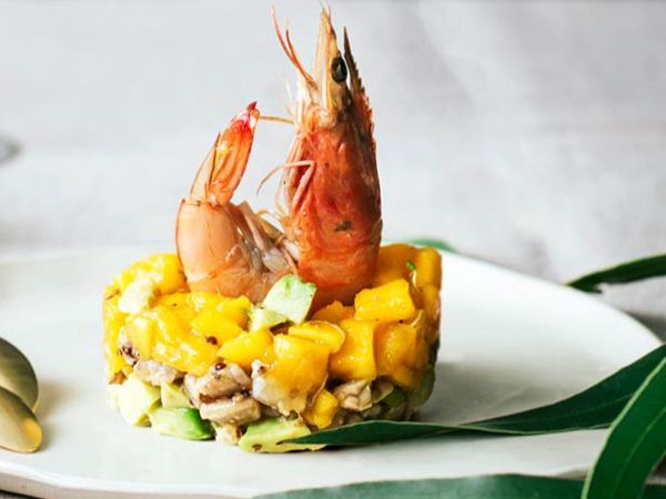 Tartar tropical de langostino