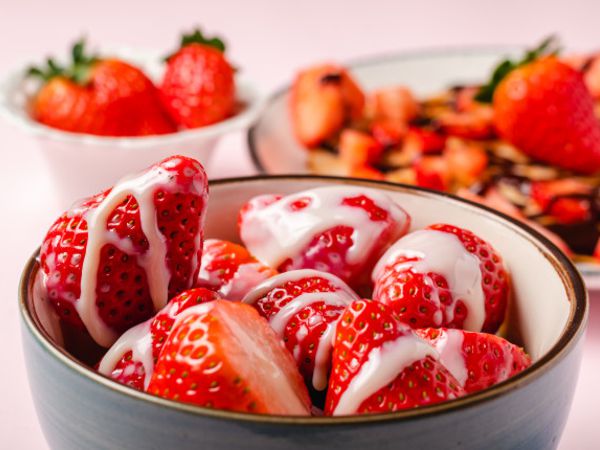 Fresas con leche condensada