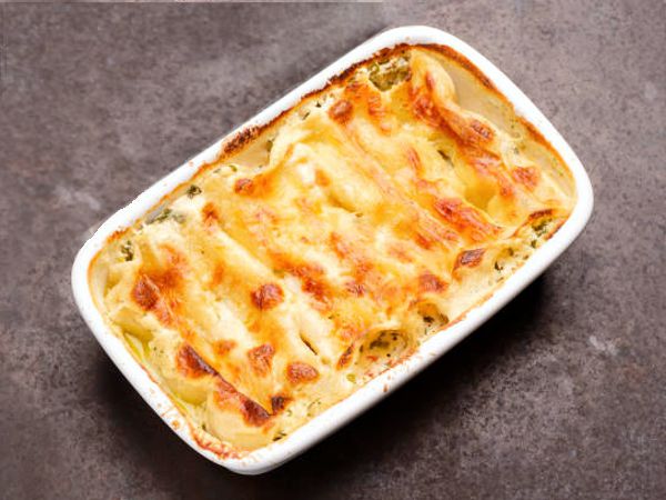 Palmitos gratinados al huevo